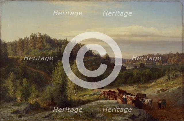 Landscape from Kuru in Evening Light, 1858. Creator: Werner Holmberg.