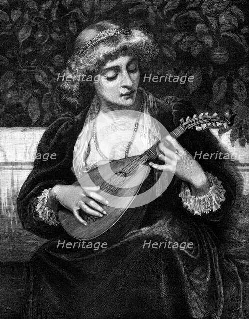 Una Toccata, from the picture by Miss C. Phillott, Royal Society of Painters in Water Colours, 1883. Creator: Unknown.