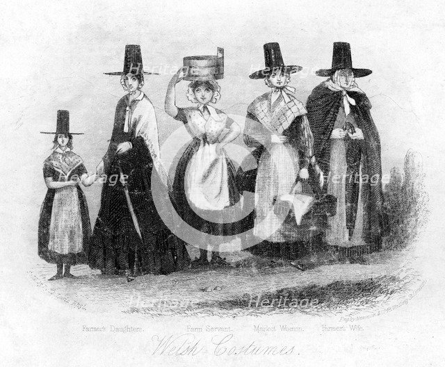 Traditional Welsh costume, 19th century.Artist: Newman & Co
