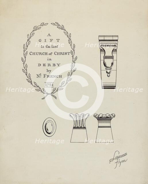 Silver Flagon: Detail, c. 1936. Creator: Lawrence Flynn.