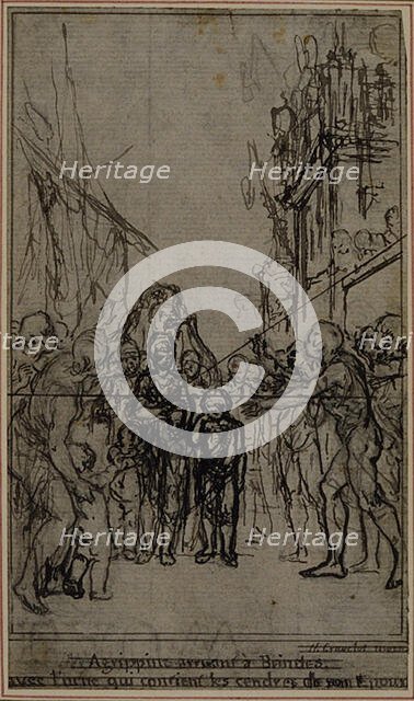 Study for an illustration in Tacitus "Tibère, ou Les Six Premiers Livres des Annales"..., c. 1768. Creator: Hubert Francois Gravelot.