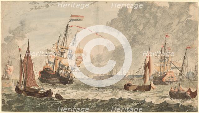 The River IJ at Amsterdam, 17th century. Creator: Workshop of Johann Teyler.