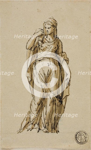 Standing Female Figure Turning to the Left, n.d. Creators: John Michael Rysbrack, Sir James Thornhill.