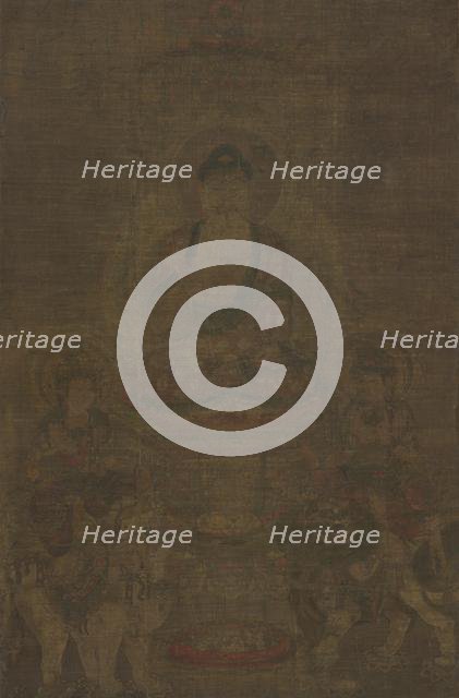 Shakyamuni Triad: Buddha Attended by Manjushri and Samantabhadra, c. 900. Creator: Unknown.