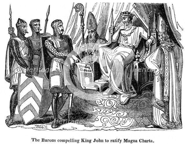 The barons compelling King John (1167-1216) to ratify the Magna Carta, 1215. Artist: Unknown