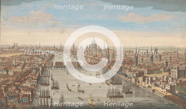A general view of the city of London, next the river Thames', 1751. Creator: Thomas Bowles.