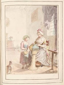 Lace workers, Rome, leaf from 'A Collection of Dresses by David Allan Mostly from Nature', 1776. Creator: David Allan.
