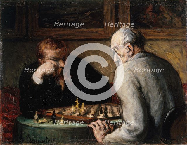 The chess players, 1863-1867. Creator: Daumier, Honoré (1808-1879).
