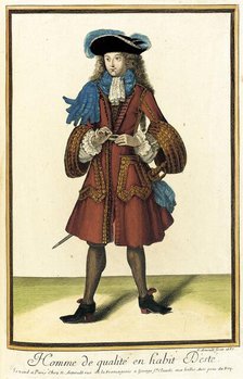 Recueil des modes de la cour de France, 'Homme de Qualité en Habit d'Esté', 1687. Creator: Nicolas Arnoult.