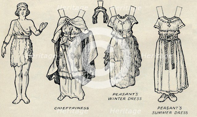 'The Gallery of Historic Costume: What The Britons and Romans Used To Wear', c1934. Artist: Unknown.