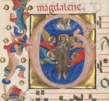 Initial G: The Assumption of Saint Mary Magdalene, about 1392-1402. Creator: Niccolo di Giacomo da Bologna.