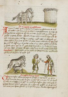 A Horse in a Thorn Bramble near a Wheat Field: A Horse, a Sheep..., third quarter of 15th century. Creator: Unknown.