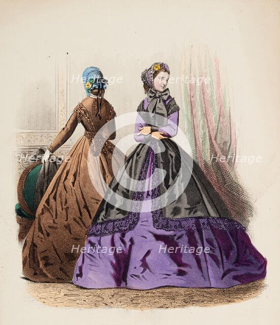 Fashion Plate - Petit Courrier des Dames 'Modes de Paris', 1858. Creator: Gilquin fils.