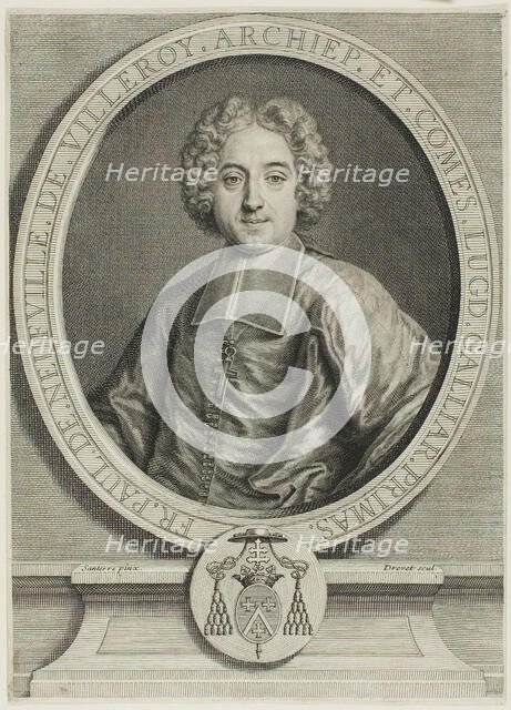 Portrait of François-Paul de Neufville de Villeroy, c. 1731. Creator: Pierre Imbert Drevet.