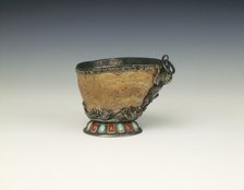 Burwood cup with silver mounts, late 18th-early 19th century. Artist: Unknown