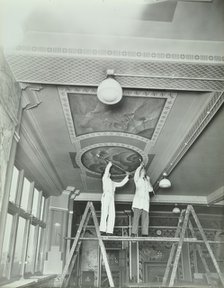 Students painting a design on the ceiling, School of Building, Brixton, London, 1939.  Artist: Unknown.