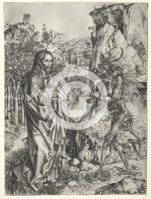 The Temptation of Christ, 1400s. Creator: Master L Cz (German).