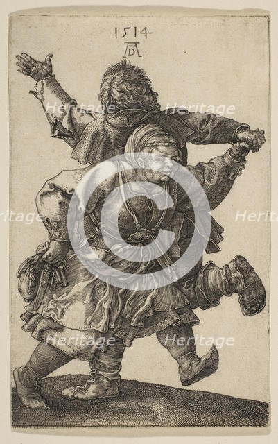 Peasant Couple Dancing, 1514. Creator: Albrecht Durer.