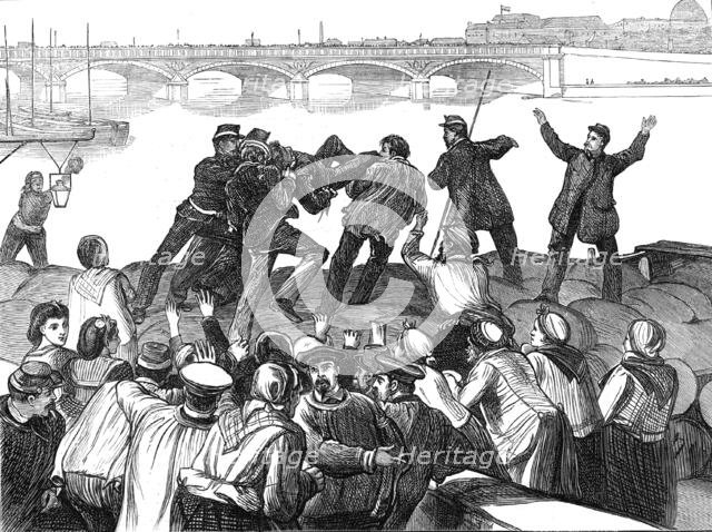 Mob of Paris rioters drowning a police agent, 1871. Creator: Unknown.
