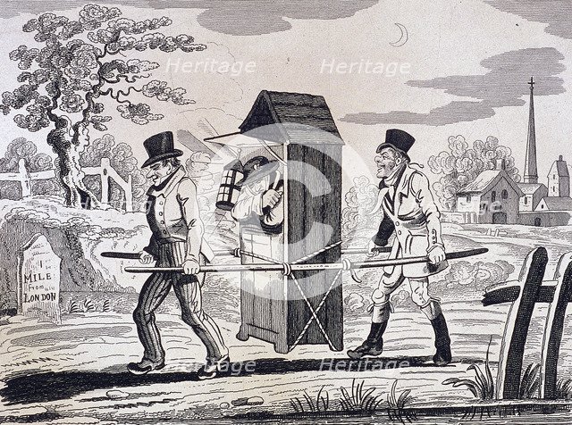 Satire on night watchmen, London, 1825. Artist: Anon