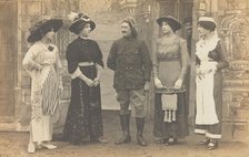 Prisoners of war performing a play at a prisoner of war camp in Cottbus, (between 1910 and 1919?). Creator: Unknown.