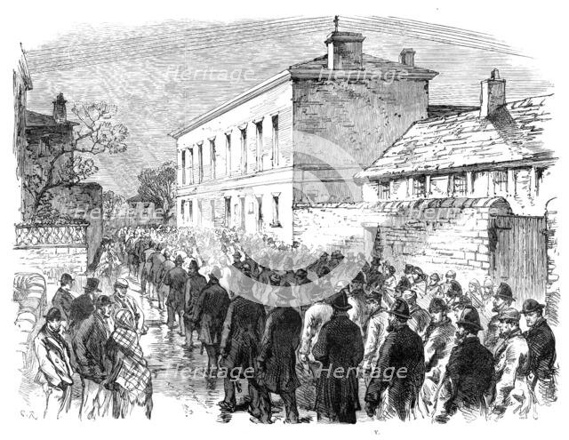 The Colliery Riots in Yorkshire: escorting prisoners to the courthouse at Barnsley, 1870. Creator: Unknown.