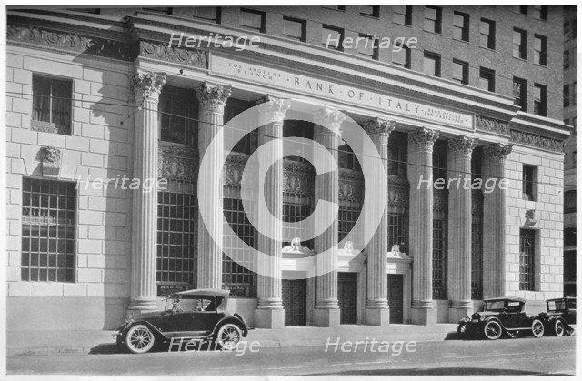 Main entrance to the Bank of Italy, Los Angeles, California, 1924. Artist: Unknown.
