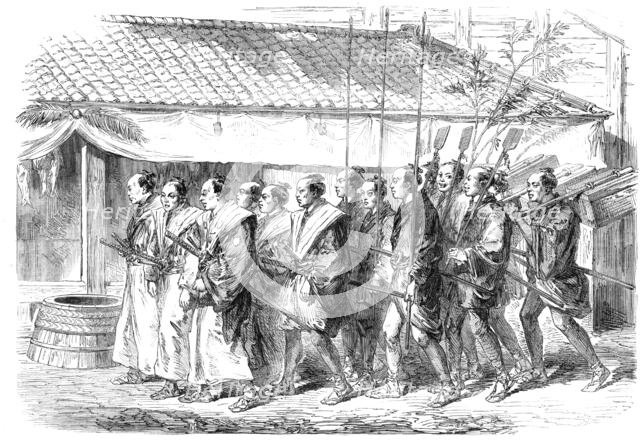 New-Year's Day in Japan - Japanese officers going to pay visits of congratulation, 1865. Creator: Unknown.