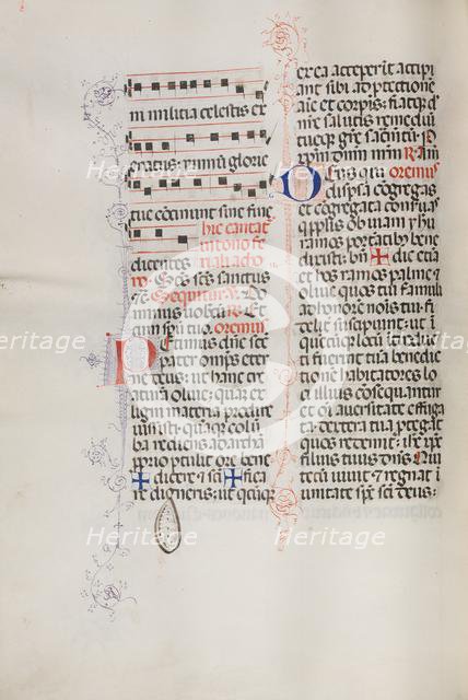 Missale: Fol. 112v: contains some music as part of Palm Sunday liturgy, 1469. Creator: Bartolommeo Caporali (Italian, c. 1420-1503).