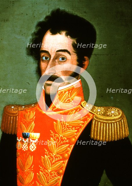 Simon Bolivar 'El Libertador' (1783-1830), soldier and hero of the American Revolution.