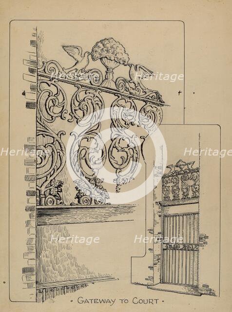 Iron Work on Doorway, c. 1936. Creator: Al Curry.