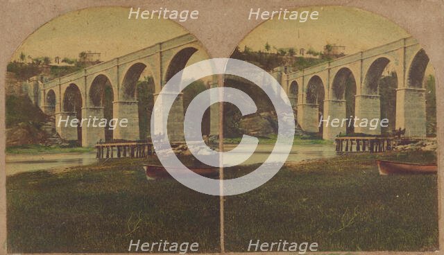 High Bridge, New York; No. 3. View of the Section from the Lower Banks...Cost, $963,427.80...,1860s. Creator: New York Stereoscopic Company.