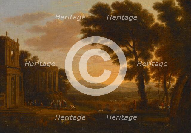 Landscape with the Father of Psyche Sacrificing at the Milesian Temple of Apollo, c1620-1680. Creator: Claude Lorrain.