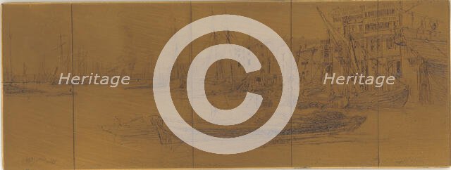 Etching plate: Thames Warehouses, 1859. Creator: James Abbott McNeill Whistler.