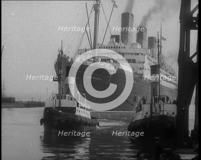 A Large Ship Coming in to Dock, 1930s. Creator: British Pathe Ltd.