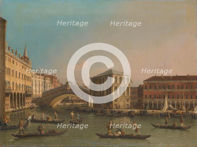 The Grand Canal with the Rialto Bridge and the Fondaco dei Tedeschi, 1707-1750. Creator: Unknown.