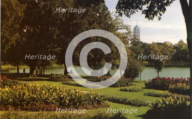 Flower garden, Loring Park, Minneapolis, Minnesota, USA, 1949. Artist: Unknown