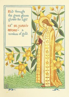 And through the green gloom glows the light Of St. John's-Wort - a nimbus of gold, 1899.  Creator: Walter Crane.
