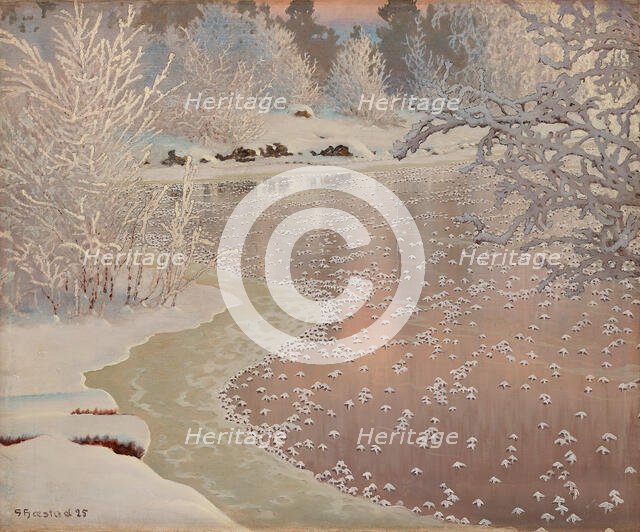 Winter landscape, 1925. Creator: Fjaestad, Gustaf (1868-1948).