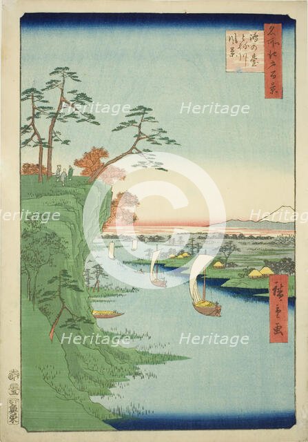 View of Konodai and the Tone River (Konodai Tonegawa fukei), from the series "One Hundred...,1856. Creator: Ando Hiroshige.