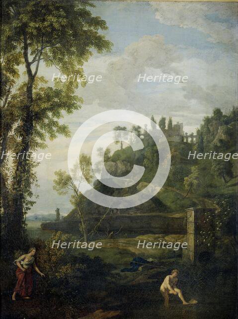 Arcadian Landscape with Salmacis and Hermaphroditus, 1680-1726. Creator: Johannes Glauber.