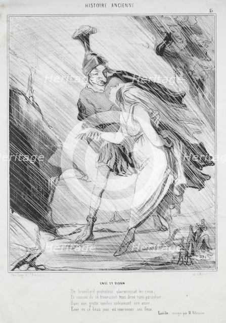 Ancient History (plate 15): Enée and Didon, 1842. Creator: Honoré Daumier (French, 1808-1879).