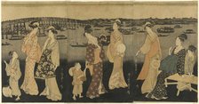 Women watching fireworks at Sumida River, Japan, c. 1795/96. Creator: Kitagawa Utamaro.