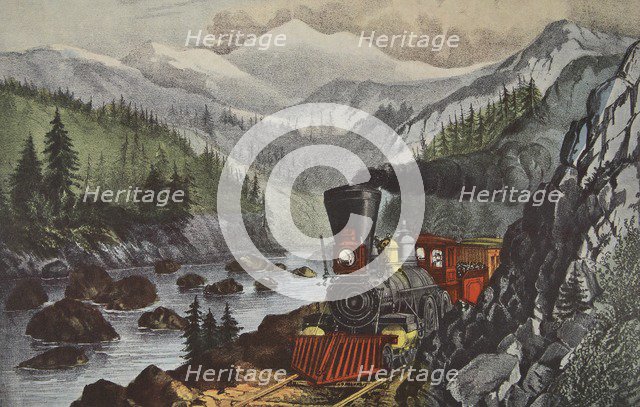 The Route To California, Truckee River,  Sierra-Nevada, pub. 1871,  Currier & Ives (Colour Lithograp
