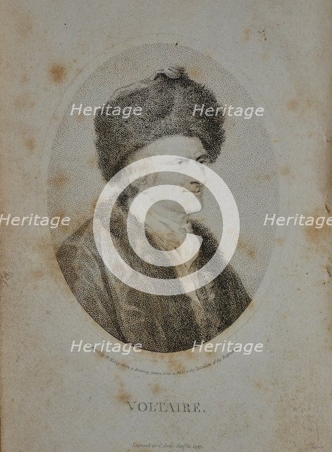 Portrait of the writer, essayist and philosopher Francois Marie Arouet de Voltaire (1694-1778), 1798. Artist: Anonymous  