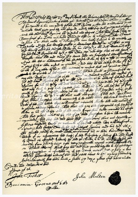 Agreement between John Millton and Samuel Symons, 27th April 1667. Artist: Unknown
