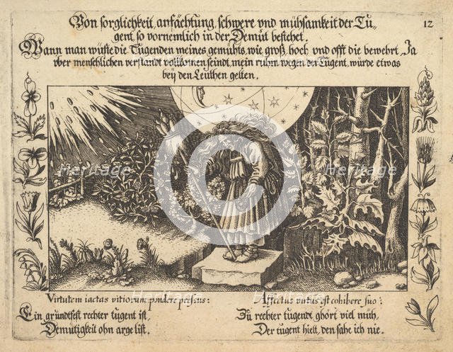 Von sorglichkeit ansächtung, schwere und mühsamkeit der Tugent, so vornemlich in der Demut..., 1652. Creator: Balthasar Schwan.
