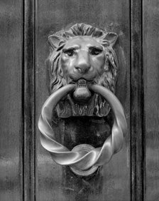 Door knocker in the form of a lion's head, Selwyn House, Cleveland Row, Westminster, London, 1979. Artist: Paul Barkshire