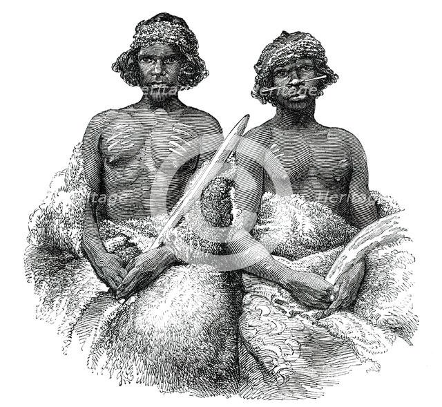 Aboriginal Australians - young men, daguerreotyped in Port Phillip by Mr. Kilburn, 1850. Creator: Unknown.