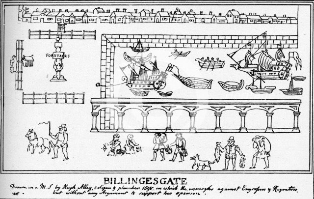 Billingsgate, London, 1598 (1904). Artist: Hugh Alley.